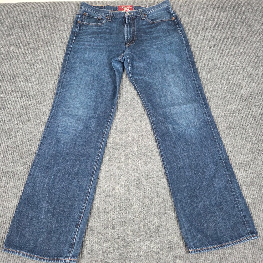 Lucky Brand 181 Relaxed Straight Mens Jeans 34x34 Medium Wash Blue Denim Cotton